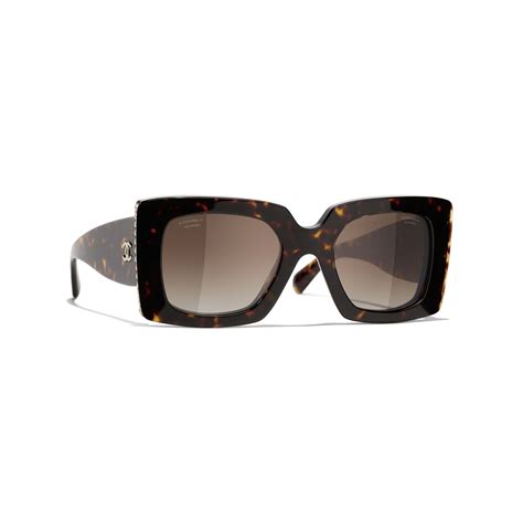 Square Sunglasses Acetate & Glass Pearls Dark Tortoise